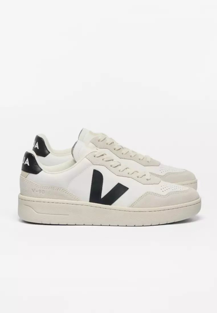 Veja V-90 Leather White Black Sneakers