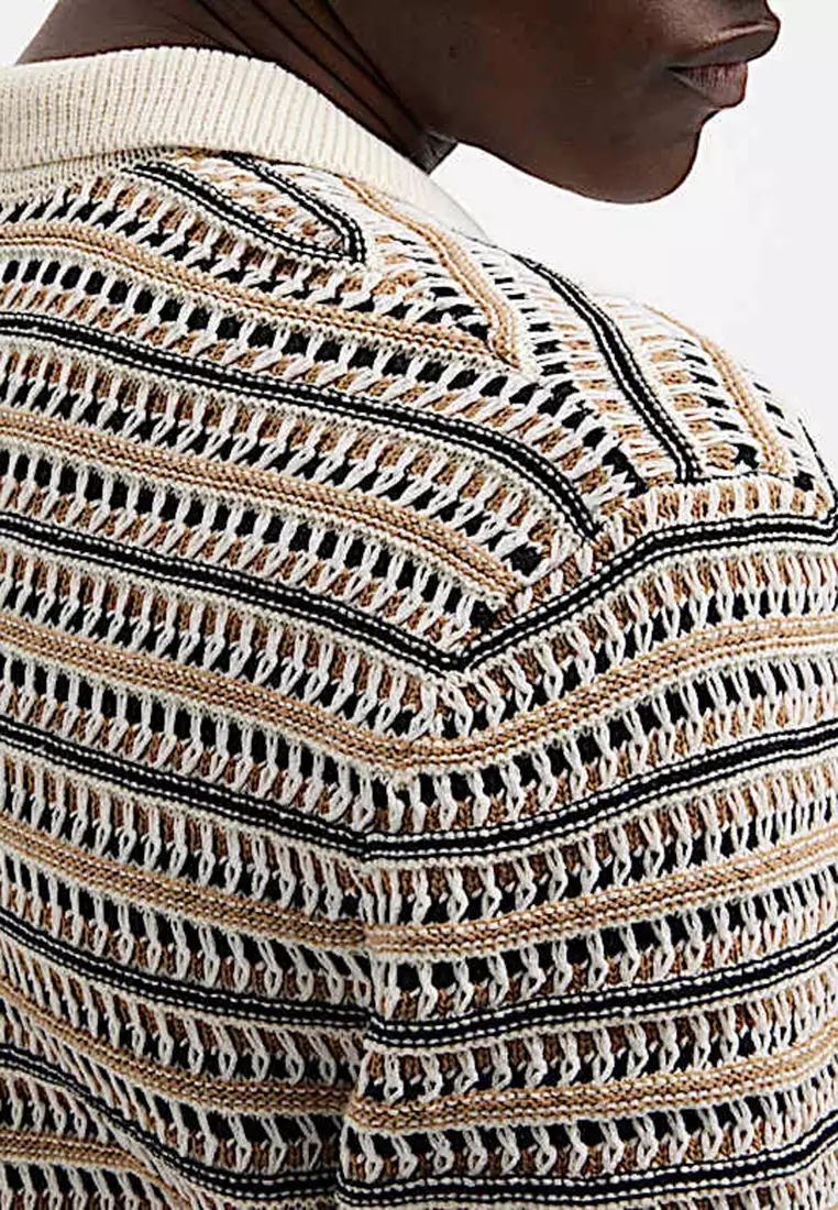 Cotton Blend Knitted Polo Shirt