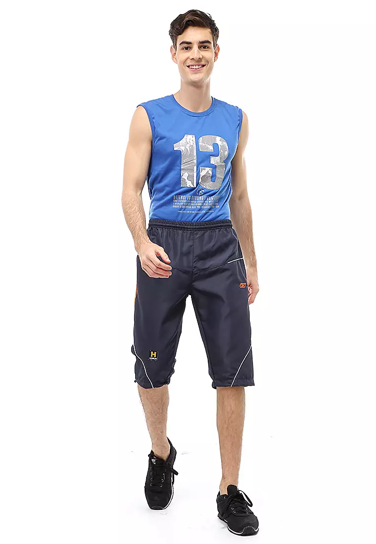 Yume Short Pants Celana Jogger Cycling Sport Pria 3/4 Material Micro Rib-Stop ORIGINAL - Black Orange