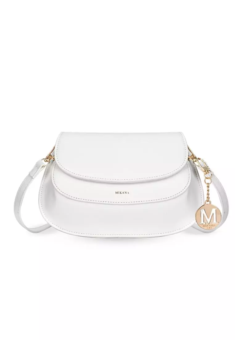 Kanako Leather Sling Bag White For Woman