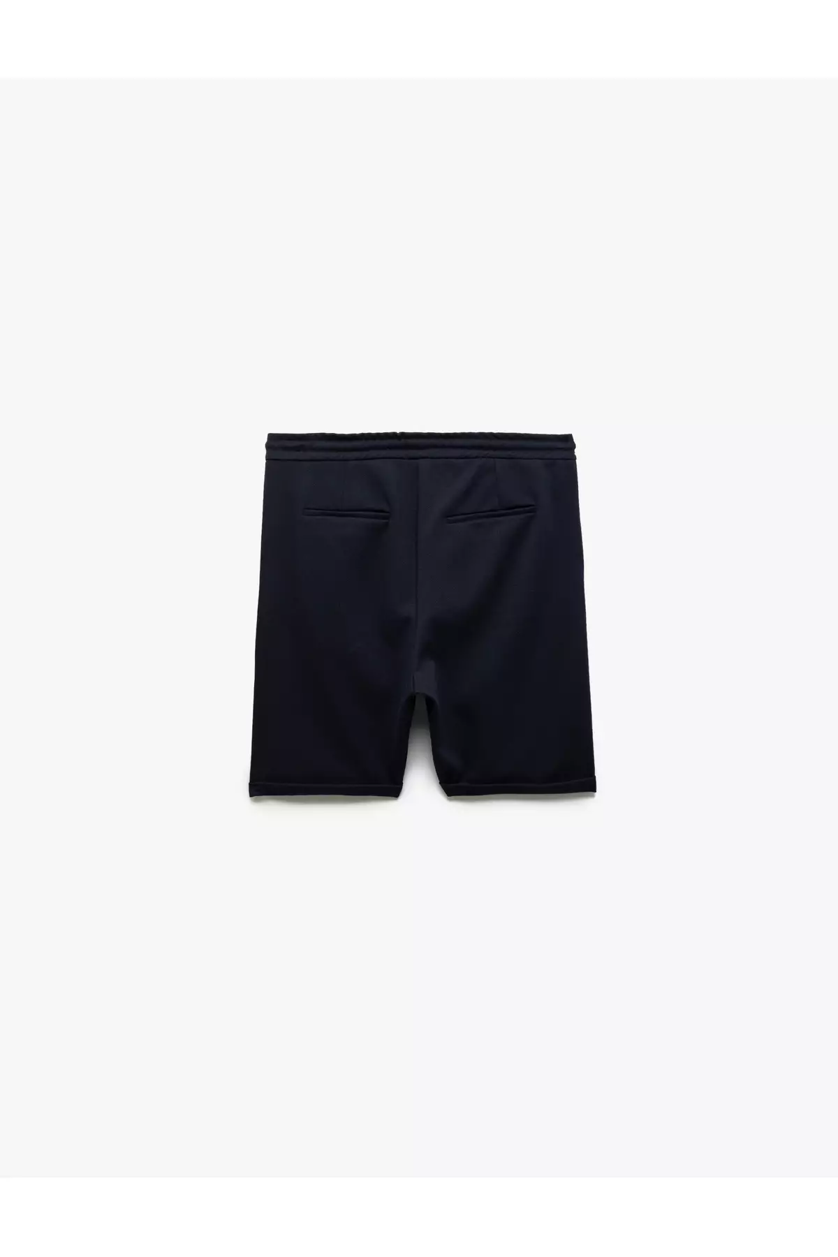 Bermuda Pique Fabric Pleated Waist Lace Up Shorts