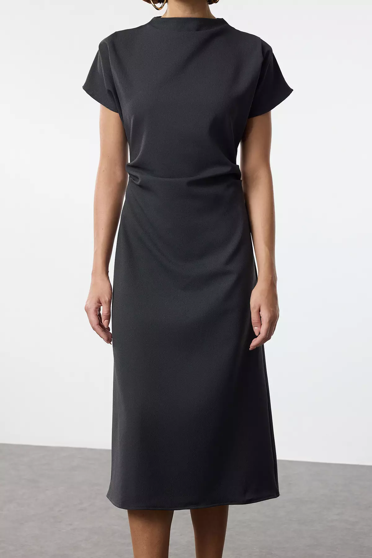 High Collar Midi Dress