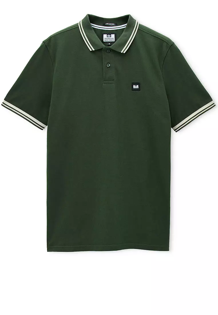 MENS BLACK FOREST/CALCIUM LEVANTO POLO WITH CONTRAST TIPPING