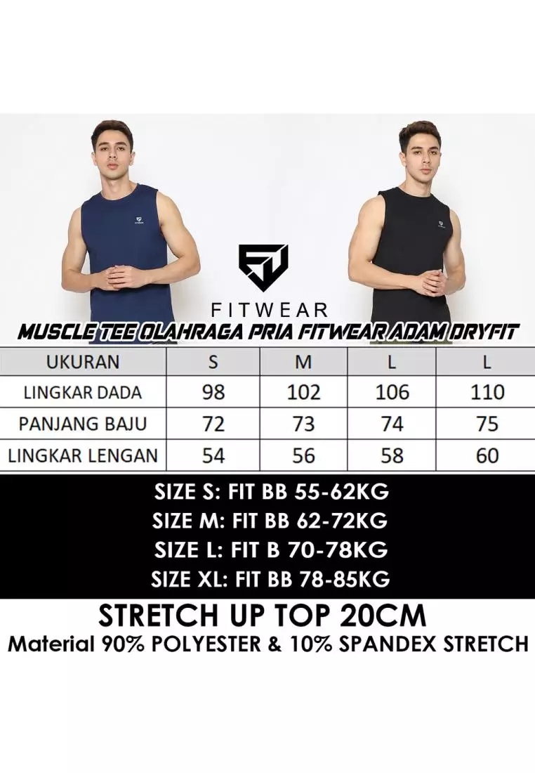 Fitwear - Muscle Tee Olahraga PRIA ADAM DRYFIT - BLACK