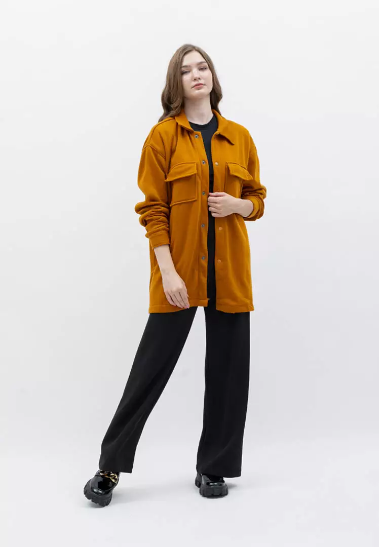 Houseofcuff Jaket Kemeja Casual Pria Wanita Unisex Soft Fleece Mustard