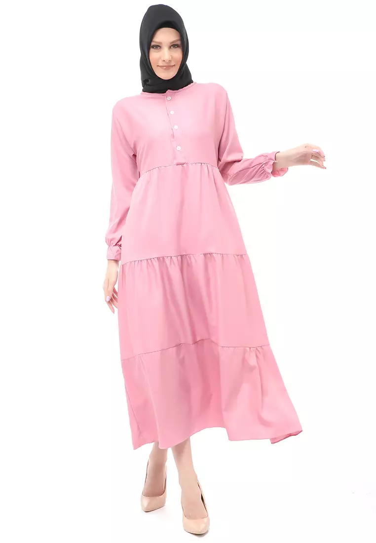 Alvia Gamis Rempel Panjang Wanita Motif Polos Long Sleeve Regular Fit - Dusty