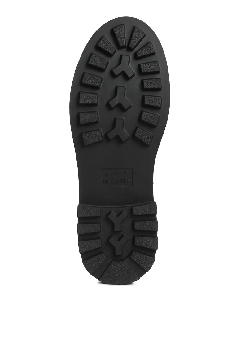 Dark Green Faux Leather Ankle Biker Boots