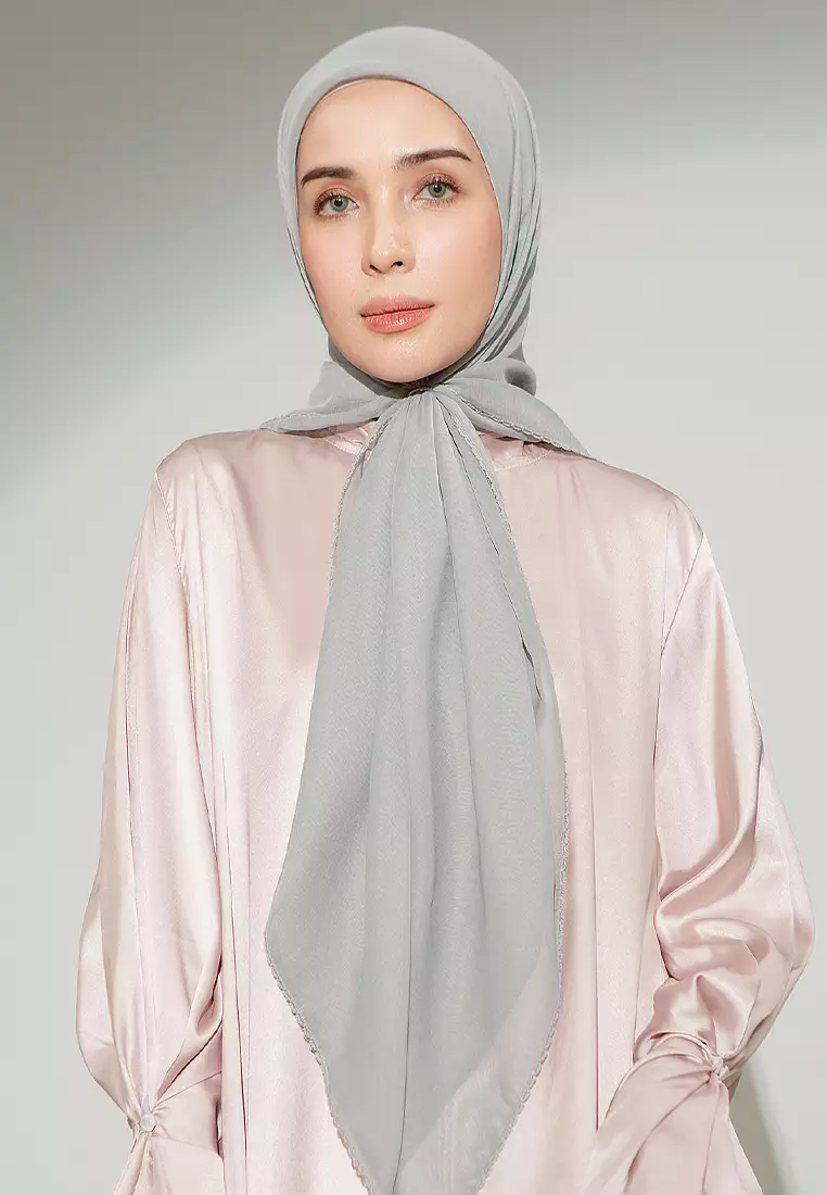 Paris Embroidery Signature Square (Lozy X Hamidah) Ash Grey