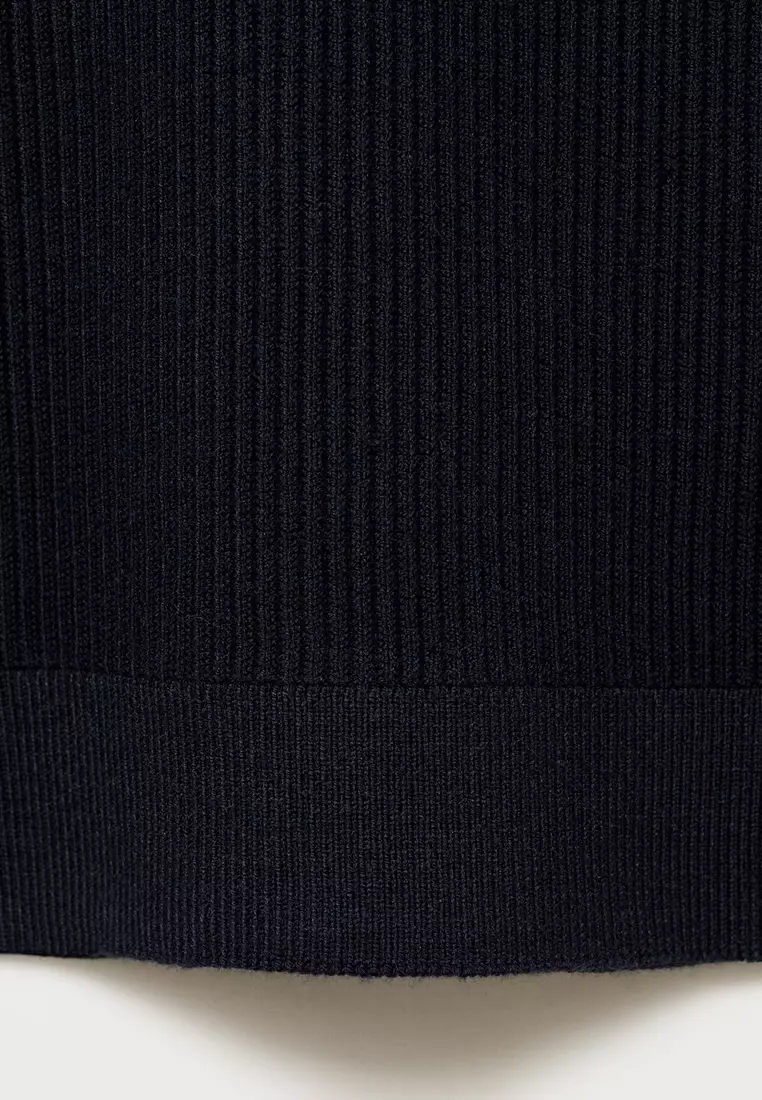 Cotton-Blend Ribbed Polo Sweater