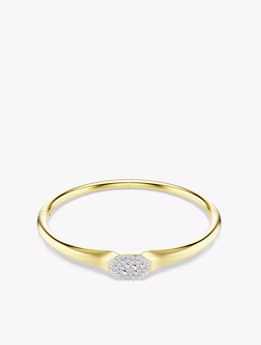 Dextera bangle, Round cut, White, Gold-tone plated