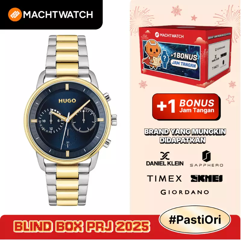 Jam Tangan Pria Hugo Boss Advice 1530235 Men Blue Dial Dual Tone Stainless Steel Strap