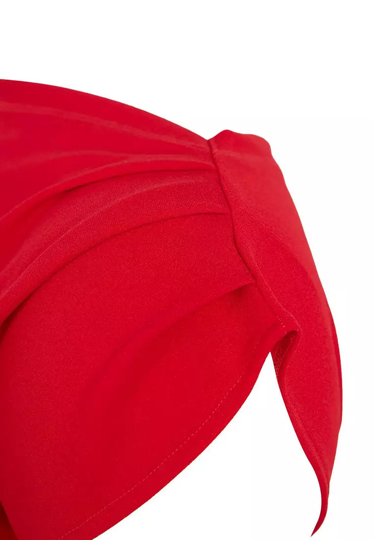 Red Crepe Knitted Plus Size Blouse