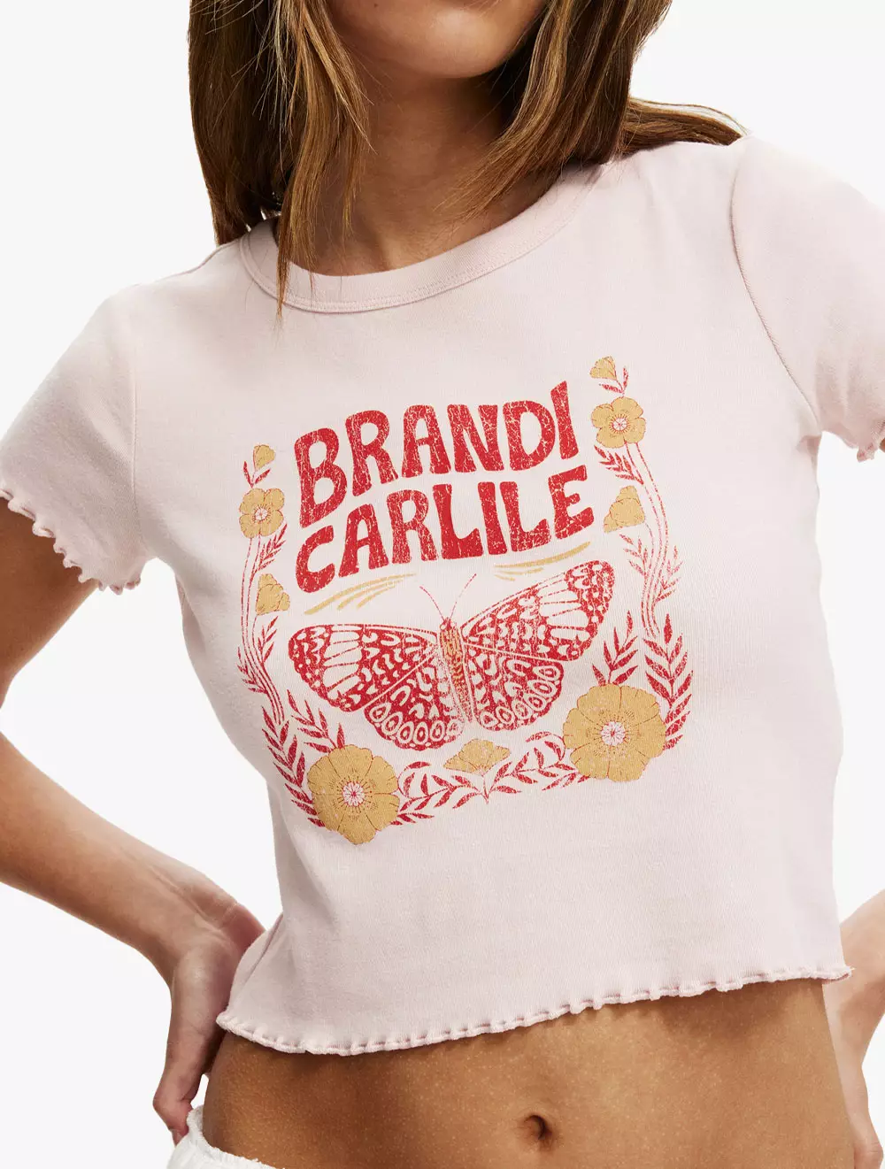 Cotton On - Atasan - Micro Lettuce Graphic License Tee - Lcn Mt Brandi Carlile/ Pale Blush