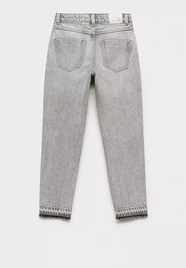 Mom Fit Decorative Rips Jeans