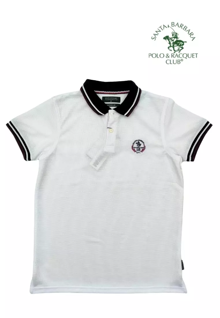 Knits Pique Plain White Polo Shirt for Men with Embroidered Logo