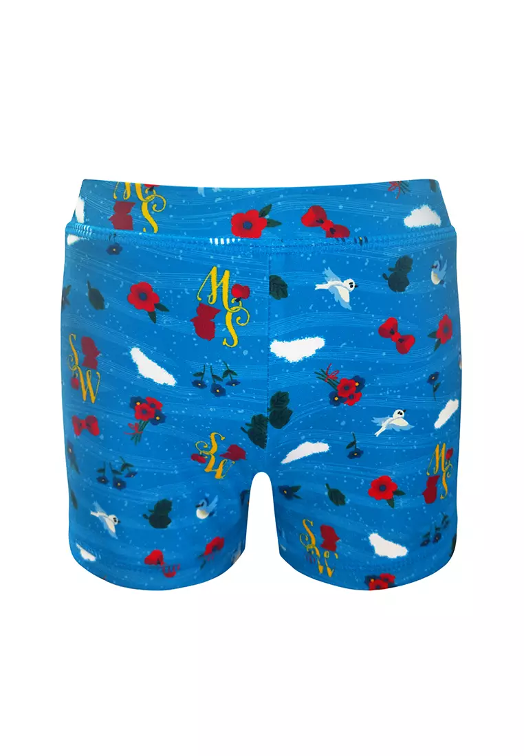 Snow White Long Sleeved Rashguard Boyleg Bottom Set Swimwear For Kids Girls