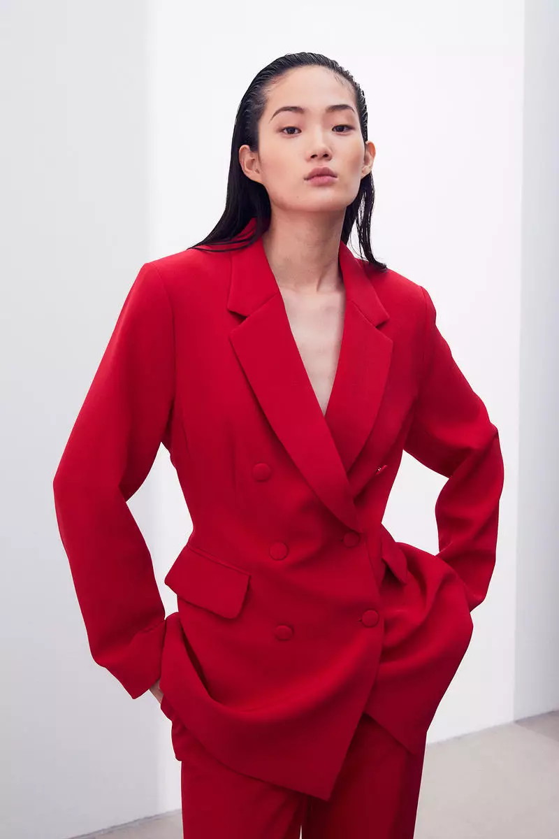 Red blazer double on sale breasted