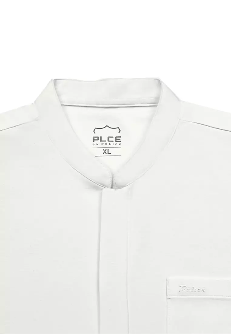 POLICE Kemeja Koko Polos Spandex Slub Premium Regular Fit Pria
