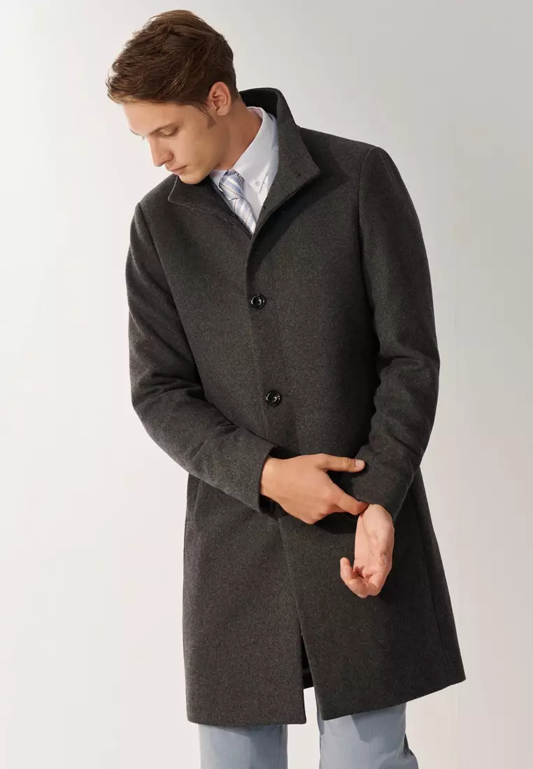 Grey Faux Two-Piece Down Overcoat