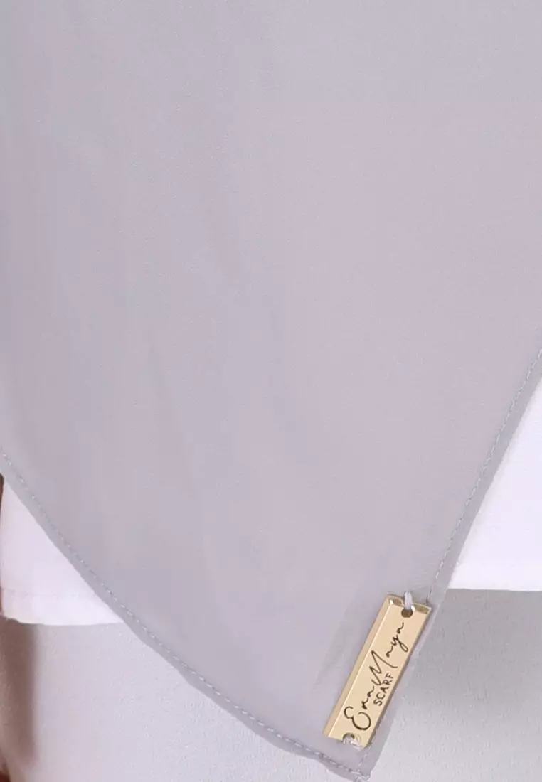 Rania Premium Heavy Chiffon Basic Wide Shawl in Fossil Grey