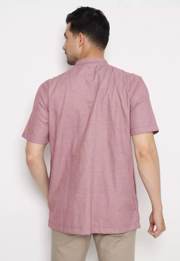 Jobb Fudhail Baju Koko Pria Lengan Panjang Regular Fit Maroon