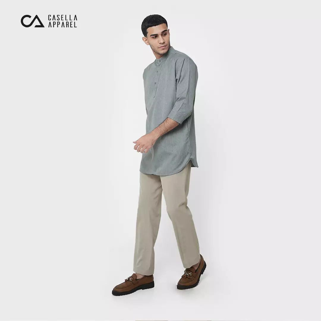 Casella Baju Koko Kurta Lengan ¾ Premium Quality 5002 Grey