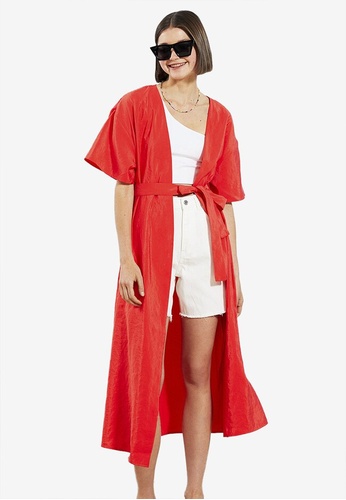 LC WAIKIKI pink and orange Shawl Collar Poplin Women's Kimono 62FEBAA3EBD4B2GS_1