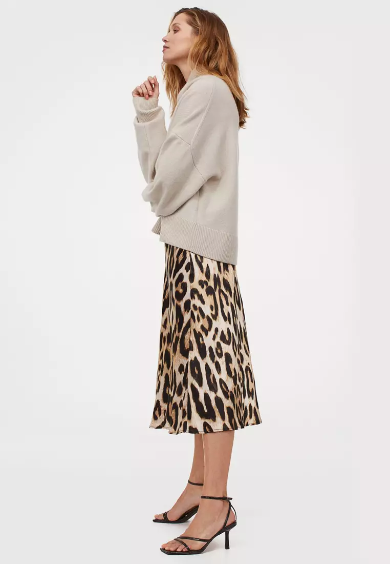 H&m leopard print pleated skirt online