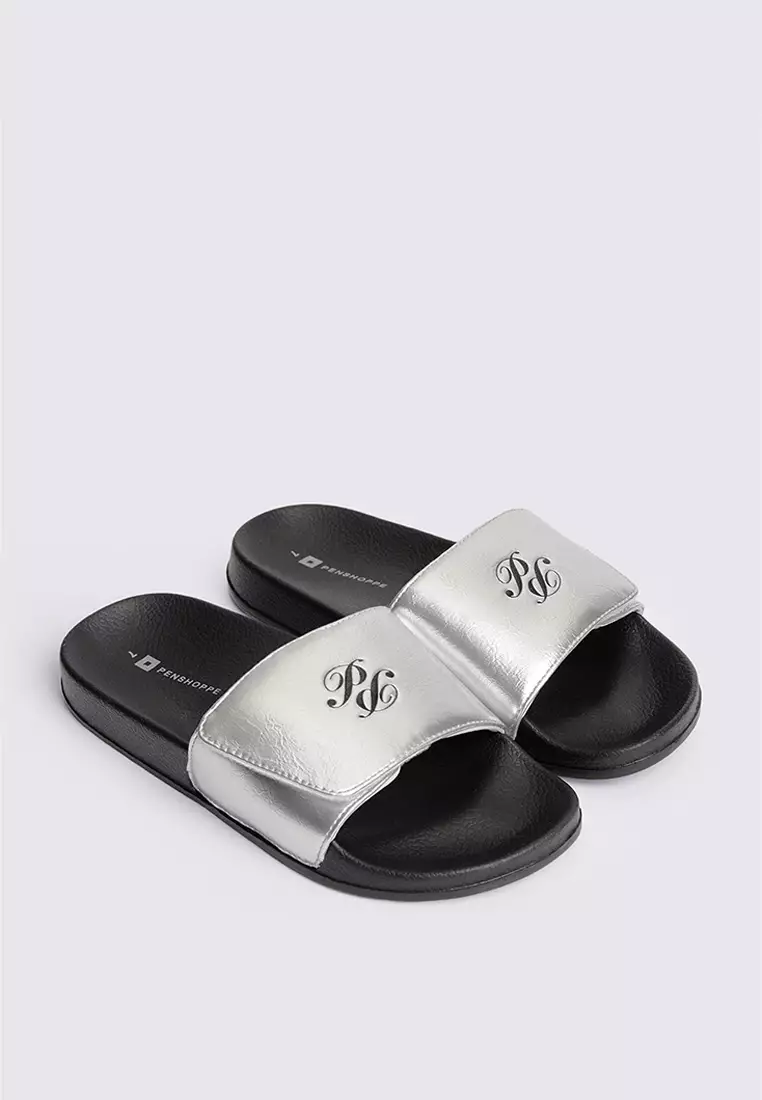 Women's Metallic Leather One Band Slides