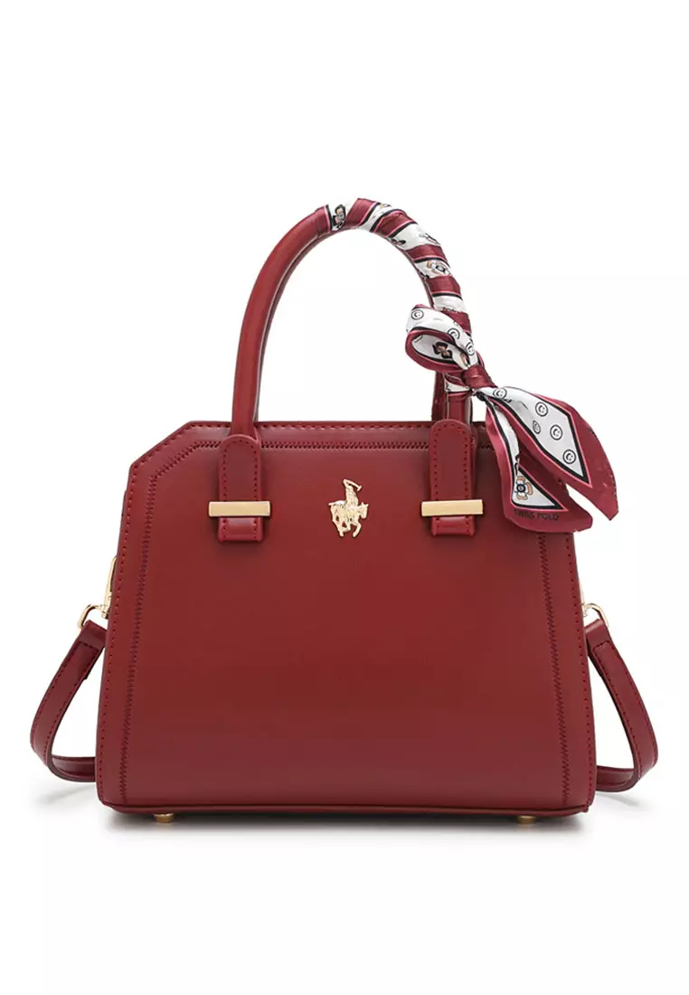 Ralph lauren red 2025 leather handbag