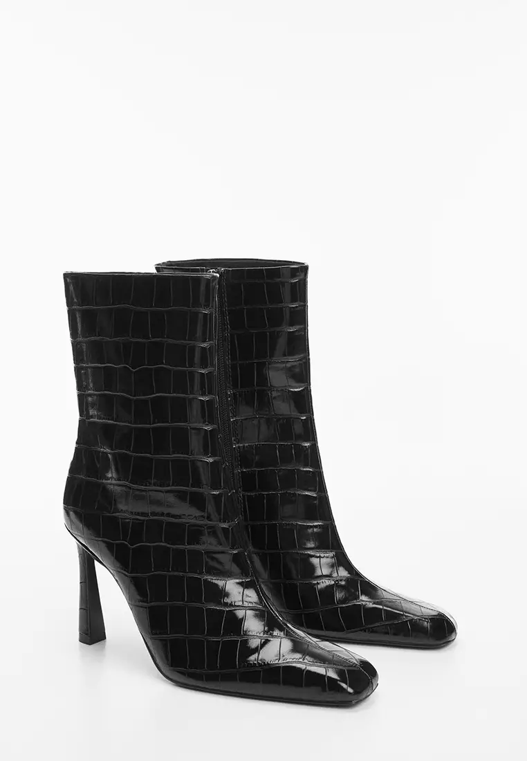 Mango croc effect ankle boots sales