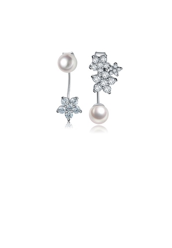 Glamorousky white Simple and Fashion Flower Imitation Pearl Earrings with Cubic Zirconia 9EEA3AC92B058EGS_1