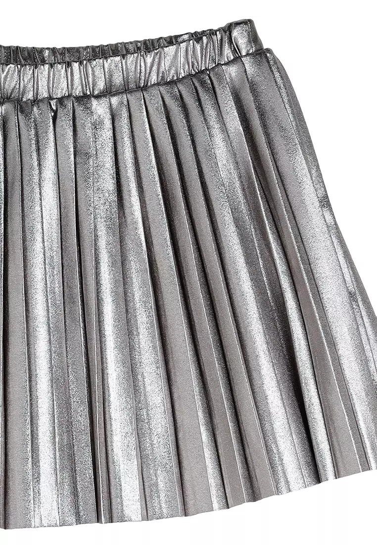 Metallic Pleated Skirt