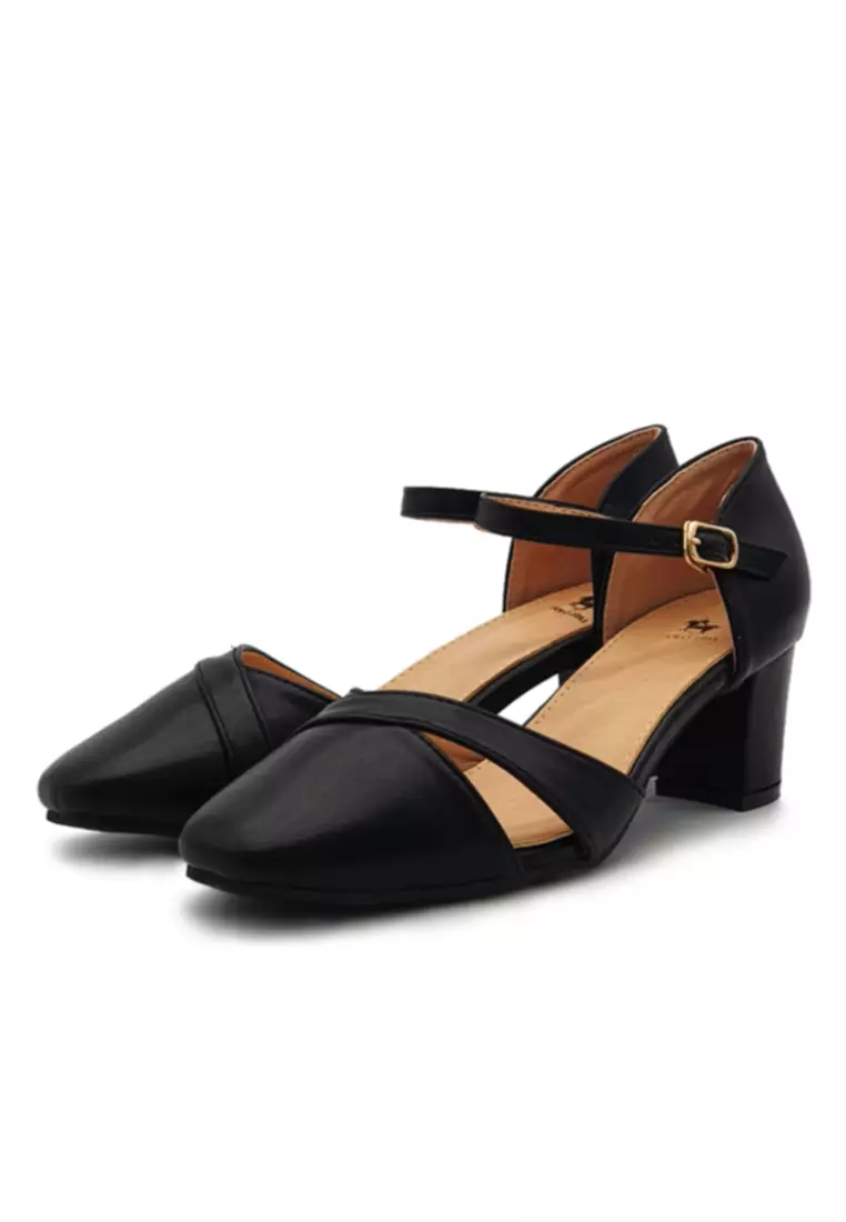 POLO HILL Ladies Ankle Strap Block Heels