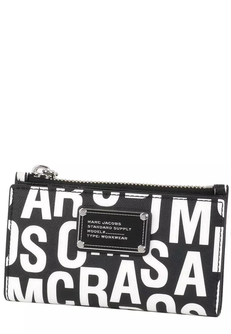 Jumbled Logo Trademarc Medium Flat Wallet - Black/ White 4P4SMP027S02