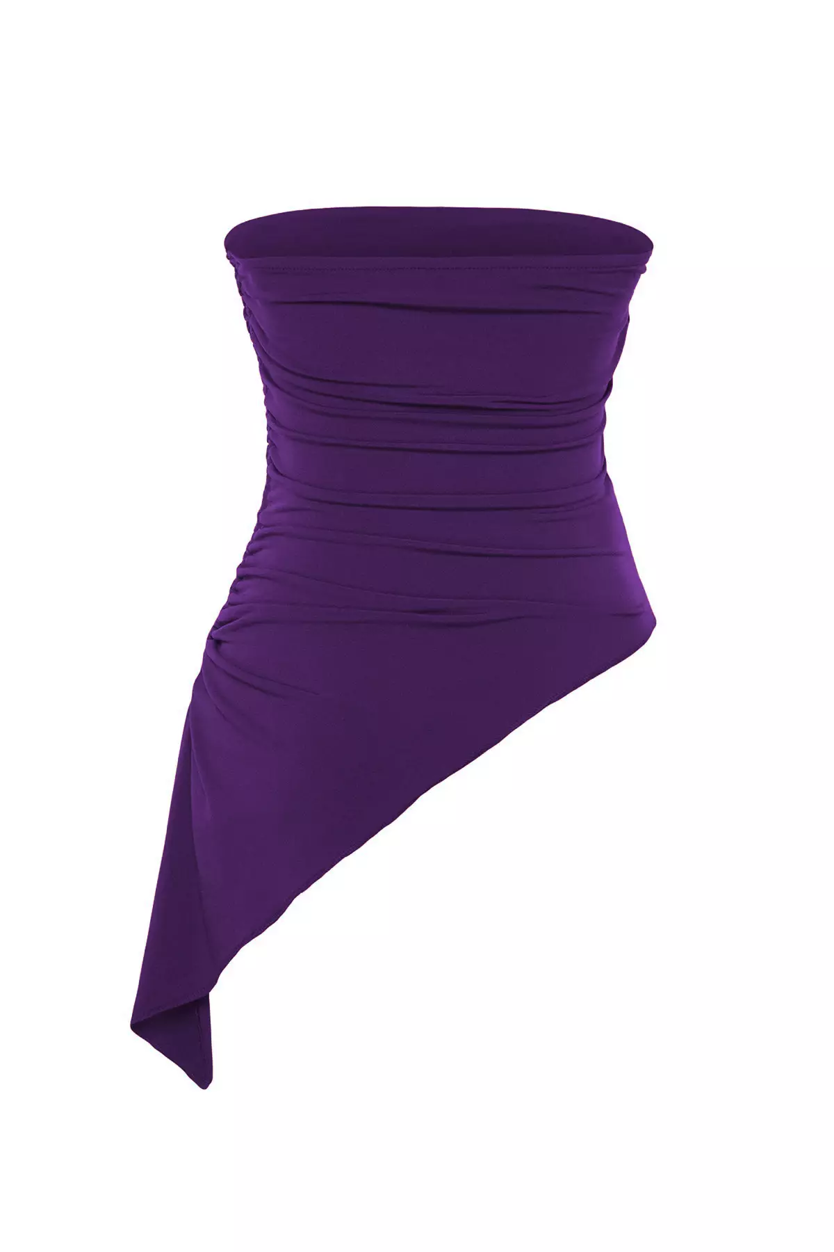 Purple Strapless Gathered Detail Fitted/Fits on the Body Flexible Knitted Blouse TWOSS24BZ00054