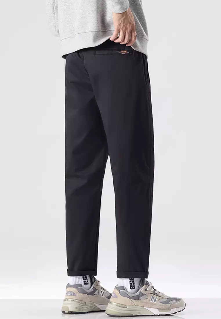 型男修身斜布褲