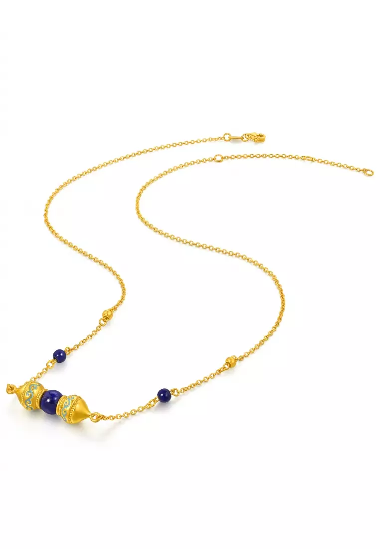 999 24K Solid Gold & Lapis Lazuli Necklace for Women 95613N