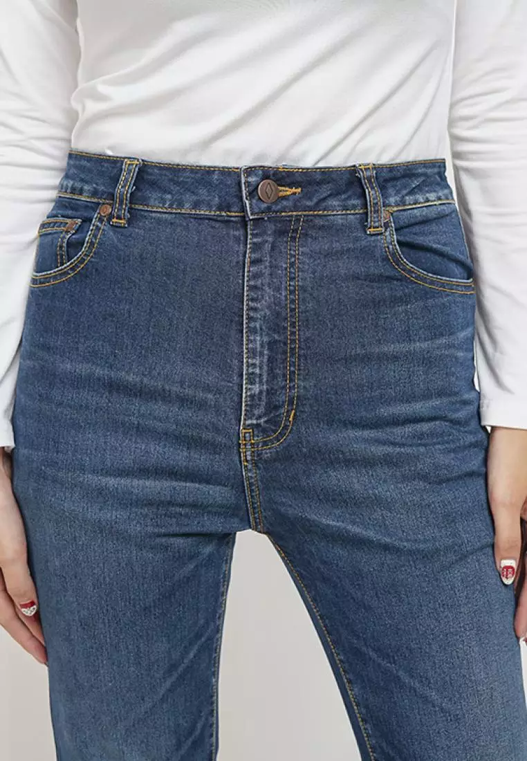 DUST Celana Vintage Cutbray Jeans Adisti Navy Comfease (D. 3816)