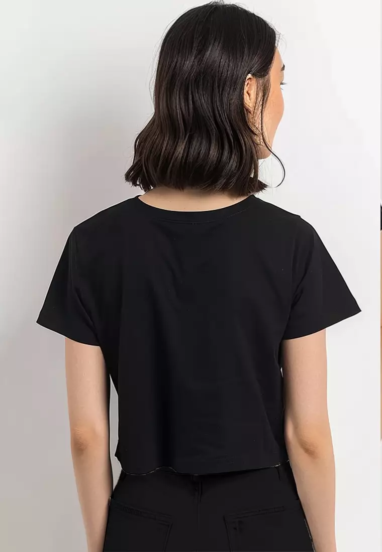 LTH01 Kaos Crop Wanita RCP Quiet Motion Hitam