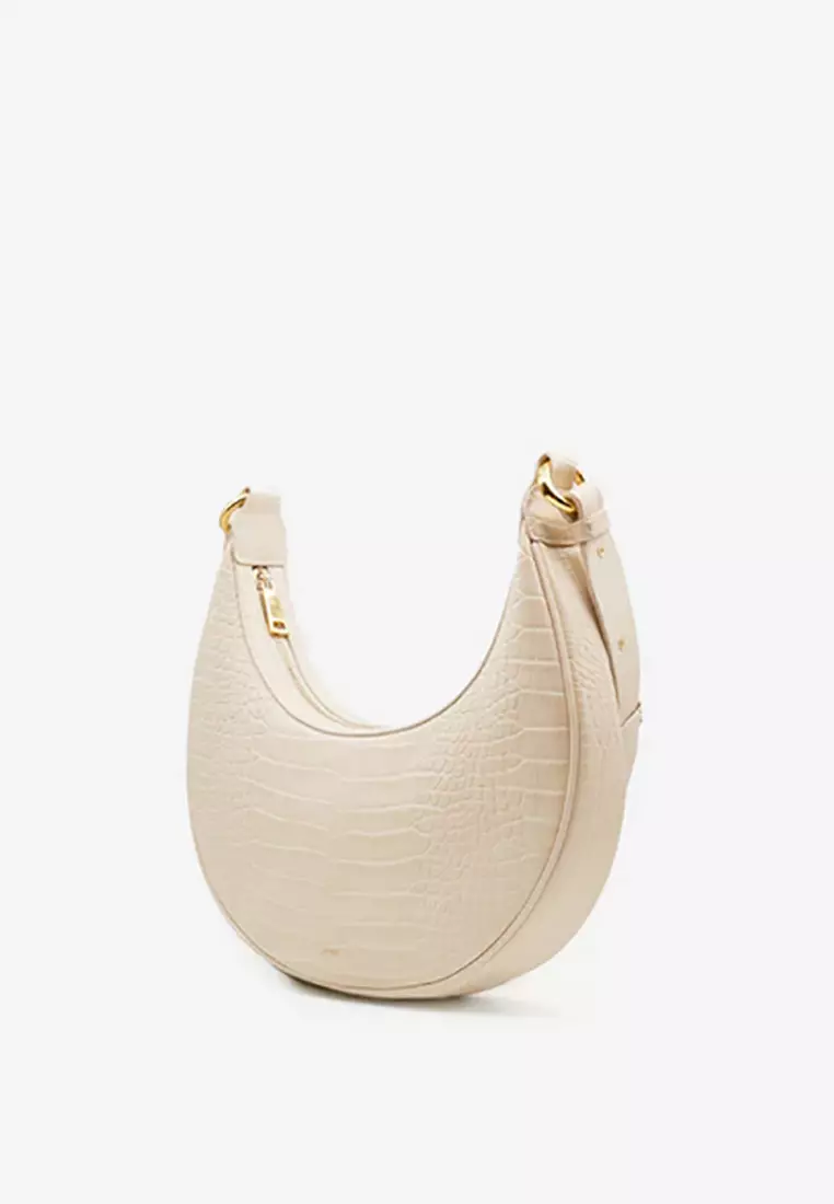 Carly Saddle Bag - Ivory Croc