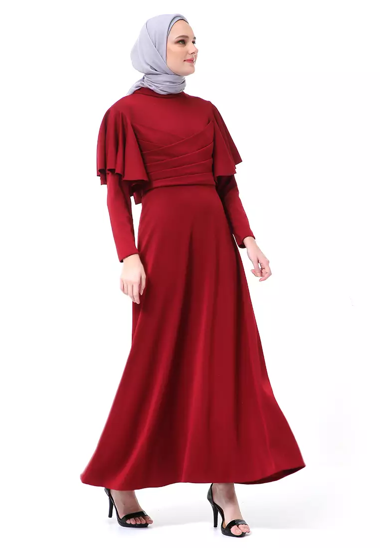 Zeta Dress Fashion Muslimah Wanita Long Sleeve Style Basic Relaxed Fit - Maroon