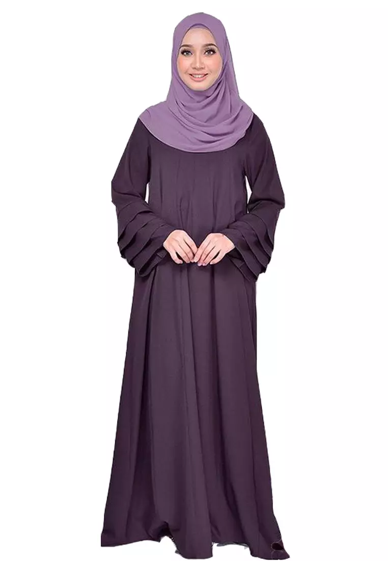 Laura Abaya Modern Layer Sleeves Loose Style in Dark Purple