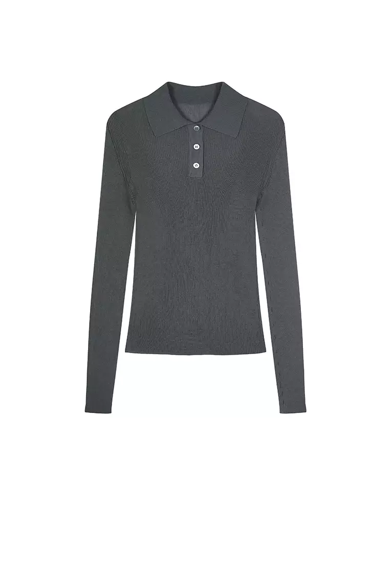 棉修身超薄款長袖套頭針織衫