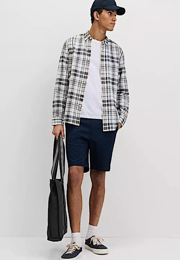 Linen Cotton Blend Check Shirt