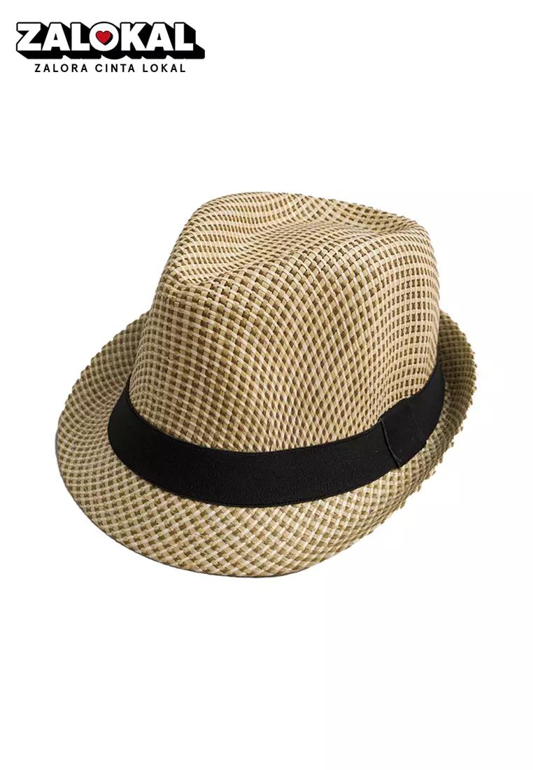 Topi fedora cowboy hat fedora ratan brown dot houseofcuff