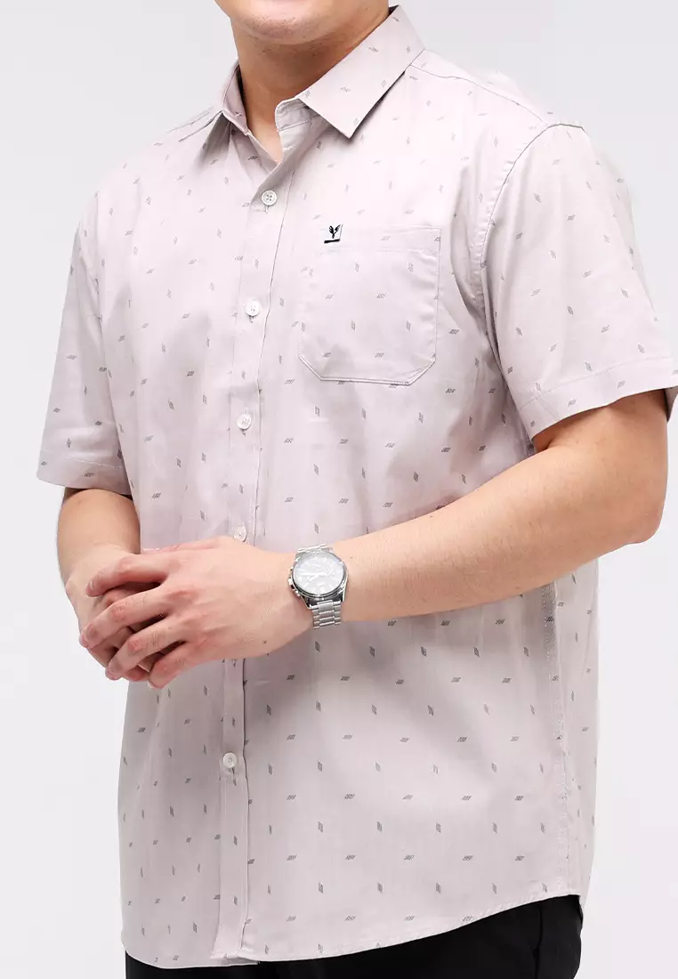 Woven Printed Poplin Short Sleeves Polo