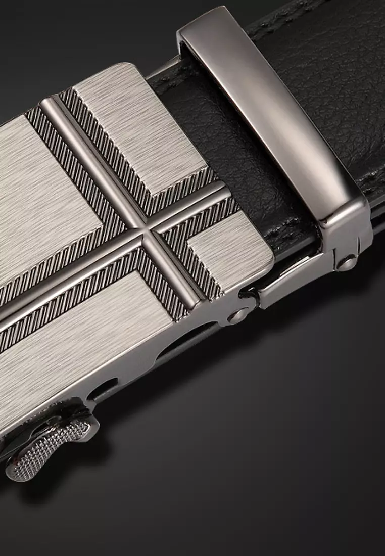 Cross Embossed Automatic Buckle Leather Belt JW CY-001
