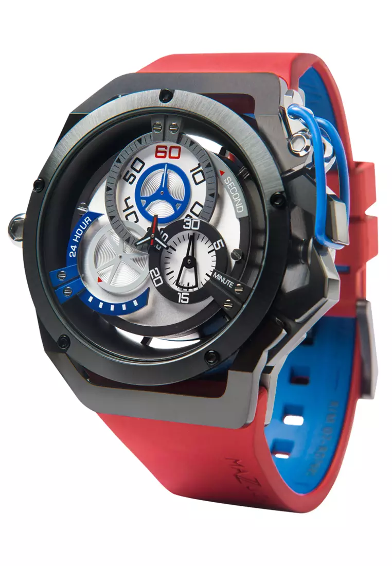 MAZZUCATO RIM SPORT 07-RD7685 - Reversible Automatic Watch - Red Rubber Strap