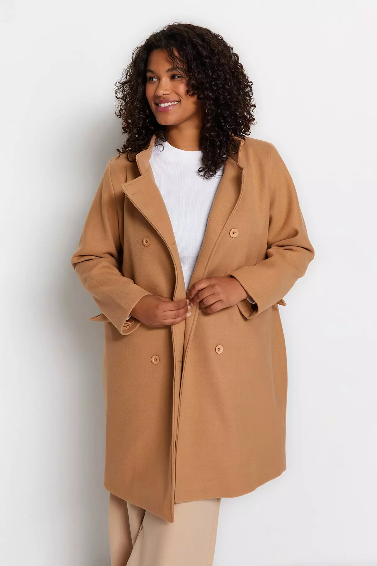 Women's plus size store camel coat